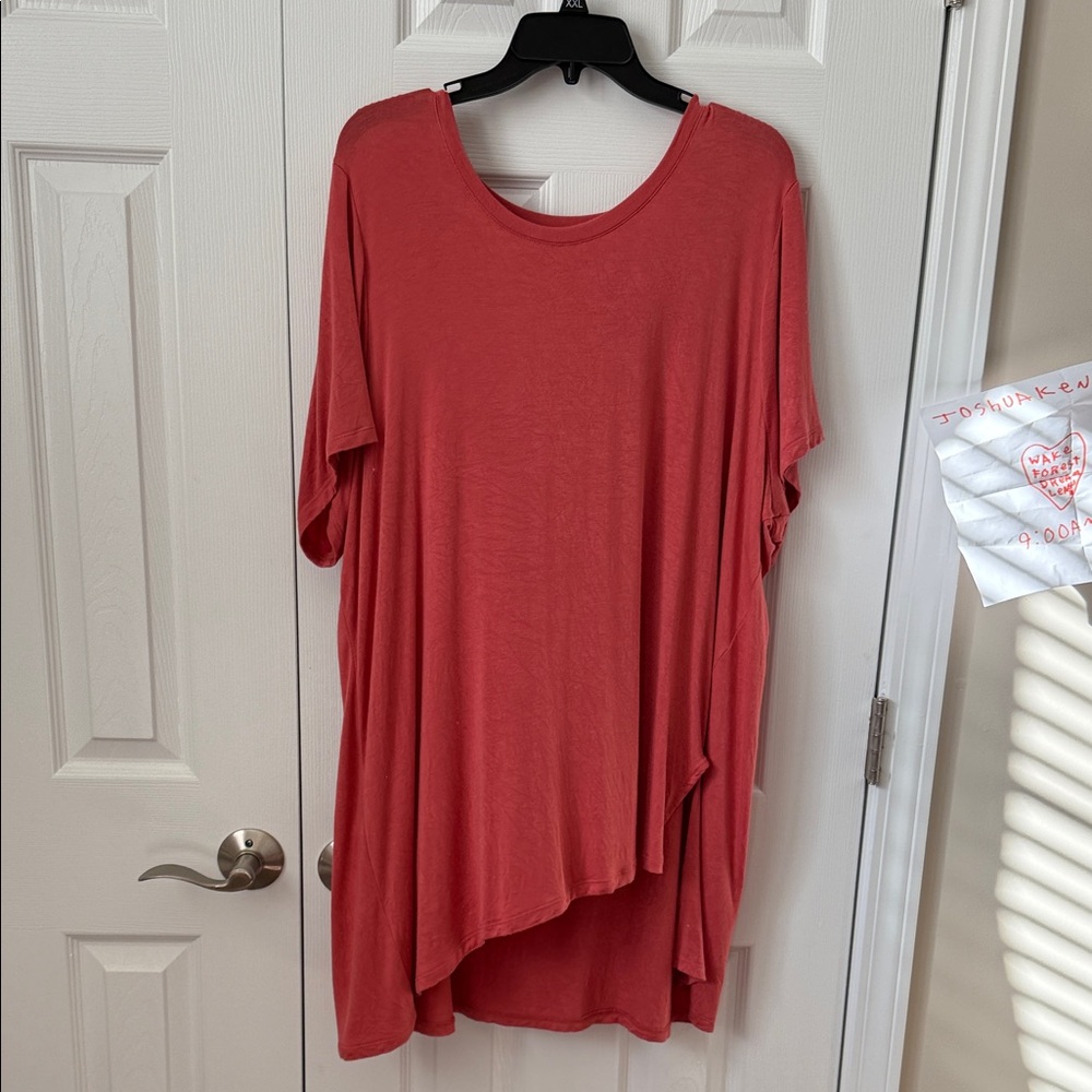 LOGO by Lori Goldstein Asymmetrical Red Tunic